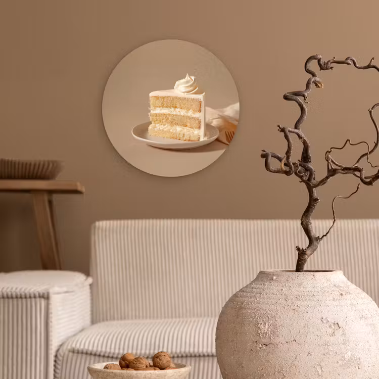 Vanilletaart - Cake - Romig Wandcirkel kunststof plaat 5mm dik klein -sfeer1
