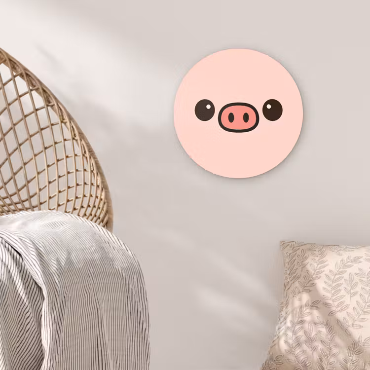 Varken - Roze - Minimalistisch Wandcirkel kunststof plaat 5mm dik klein -sfeer5