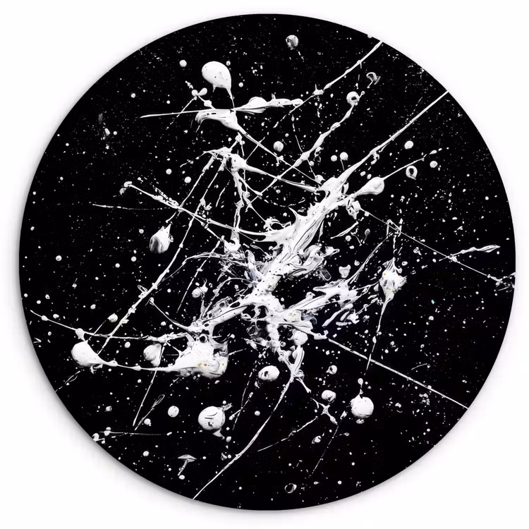 Verfspatten - Wit - Abstract - Explosie Wandcirkel kunststof plaat 5mm dik klein -3d