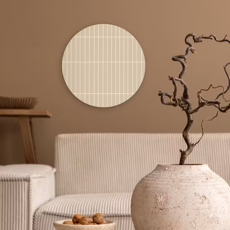 Verticaal - Wandtegel - Crème - Beige Wandcirkel kunststof plaat 5mm dik klein 188 -sfeer1