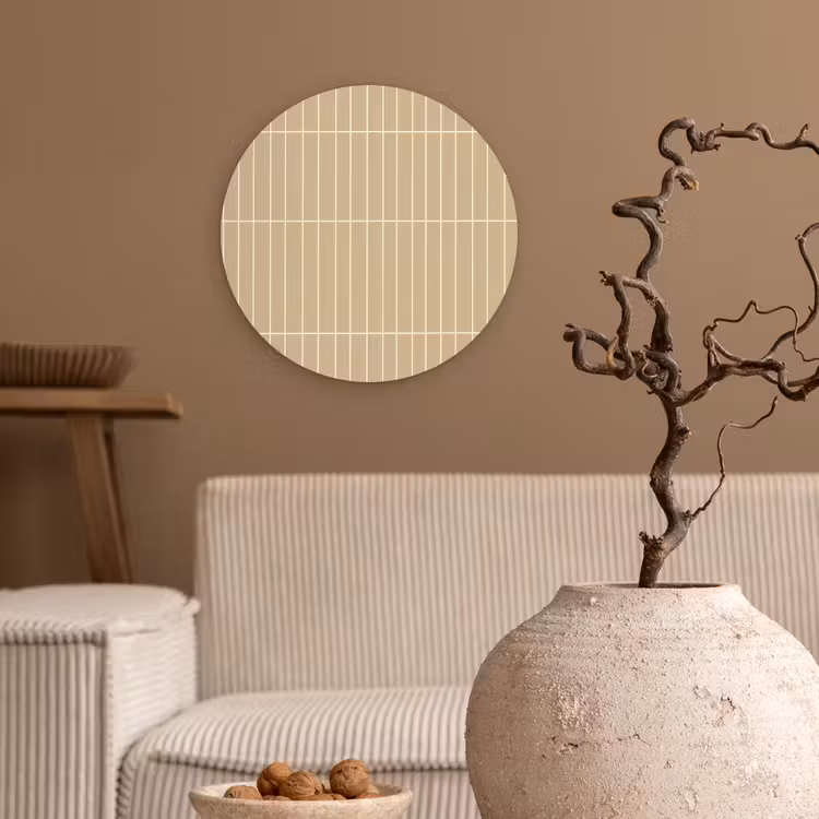 Verticaal - Wandtegel - Zand - Beige Wandcirkel kunststof plaat 5mm dik klein 188 -sfeer1