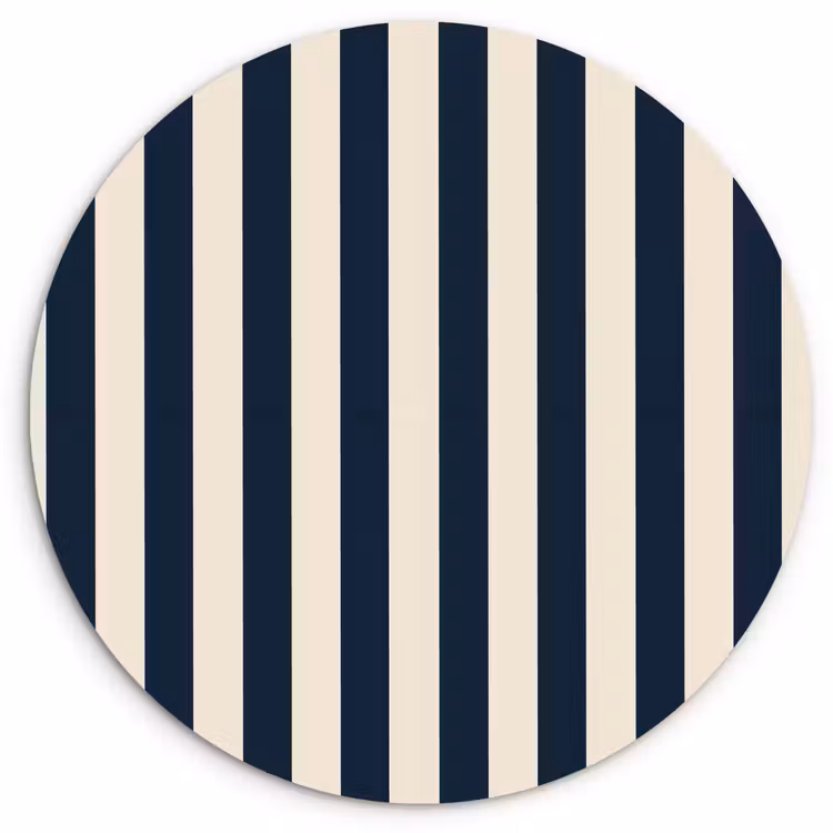 Verticale strepen - Blauw - Crème Wandcirkel kunststof plaat 5mm dik klein 188 -3d