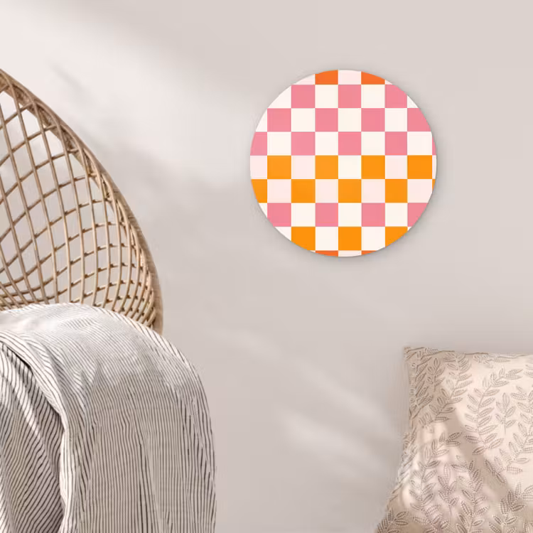 Vierkant - Patroon - Oranje Wandcirkel kunststof plaat 5mm dik klein 188 -sfeer5