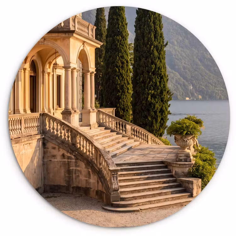 Muurcirkel - Villa - water -trappen - Villa - water -trappen Wandcirkel kunststof plaat 5mm dik klein