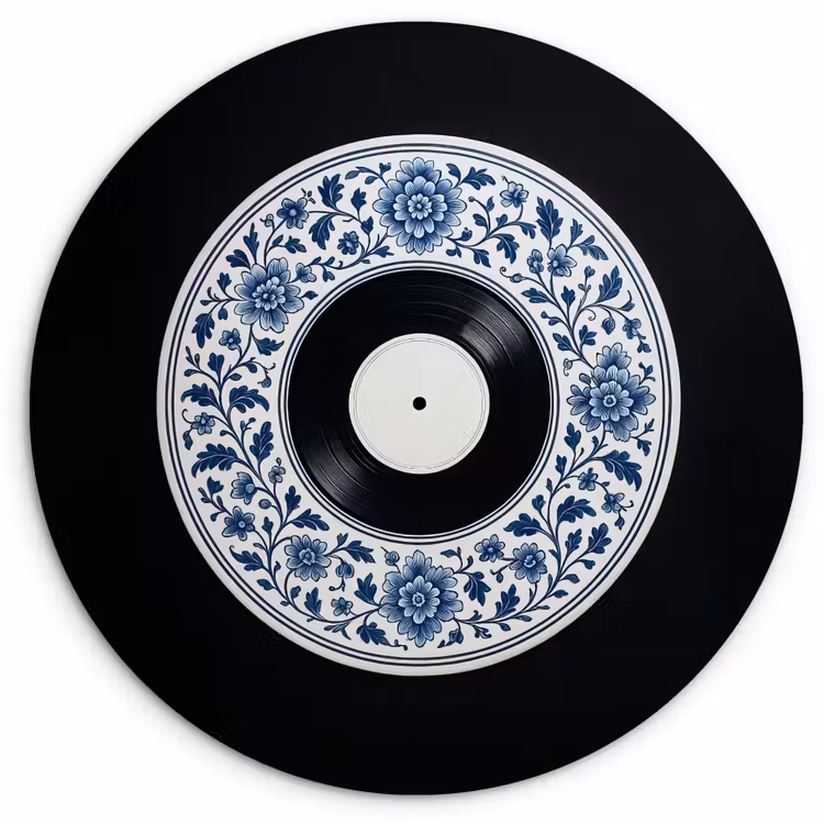 Vinyl - LP - Delfts Blauw - Muziek Wandcirkel kunststof plaat 5mm dik klein -3d