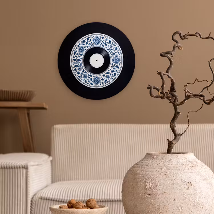 Vinyl - LP - Delfts Blauw - Muziek Wandcirkel kunststof plaat 5mm dik klein -sfeer1
