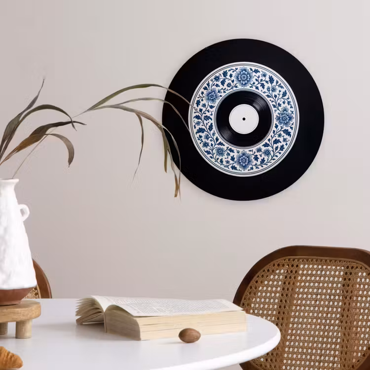 Vinyl - LP - Delfts Blauw - Muziek Wandcirkel kunststof plaat 5mm dik klein -sfeer4