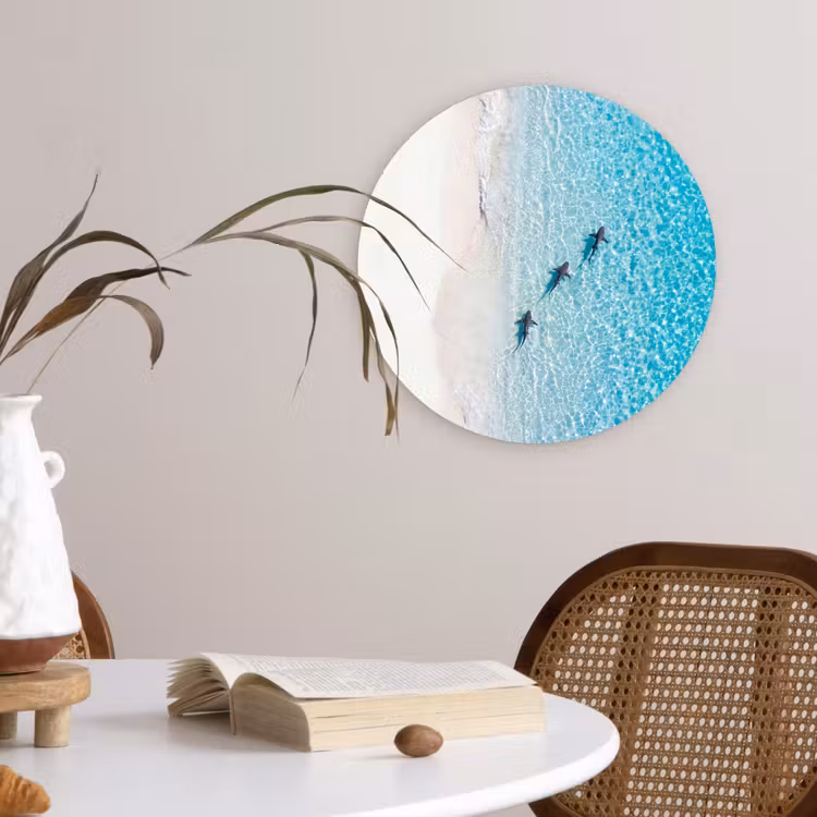 Vis - Oceaan - Strand - Turquoise - Natuur Wandcirkel kunststof plaat 5mm dik klein -sfeer4