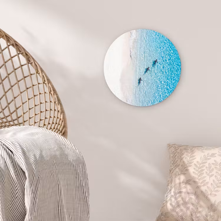 Vis - Oceaan - Strand - Turquoise - Natuur Wandcirkel kunststof plaat 5mm dik klein -sfeer5