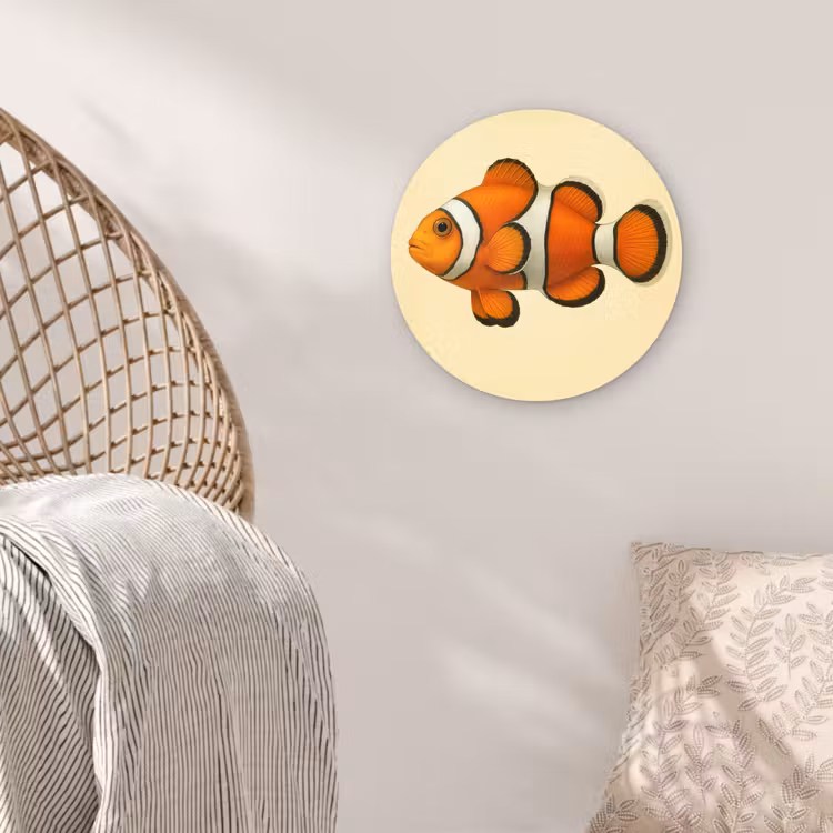 Vis - Oranje - Strepen Wandcirkel kunststof plaat 5mm dik klein -sfeer5