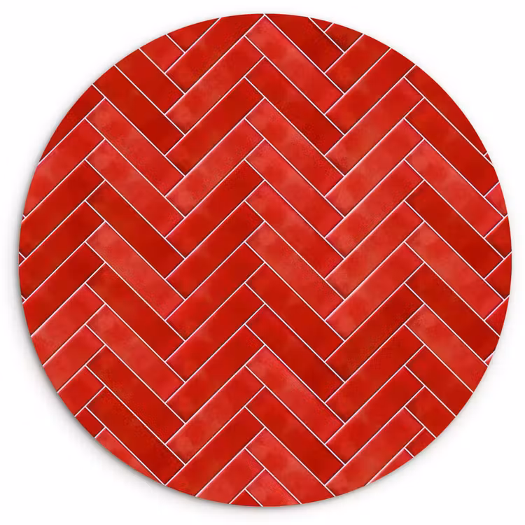 Visgraat - Tegel - Rood Wandcirkel kunststof plaat 5mm dik klein 188 -3d