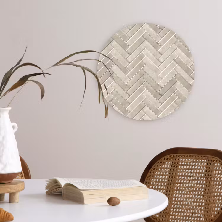 Visgraat - Wandtegel - Beige Wandcirkel kunststof plaat 5mm dik klein 188 -sfeer4