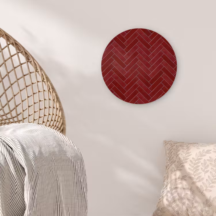 Visgraat - Wandtegel - Bordeaux - Rood Wandcirkel kunststof plaat 5mm dik klein 188 -sfeer5