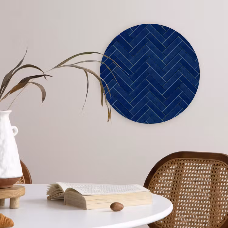 Visgraat - Wandtegel - Donkerblauw - Navy Blue Wandcirkel kunststof plaat 5mm dik klein 188 -sfeer4