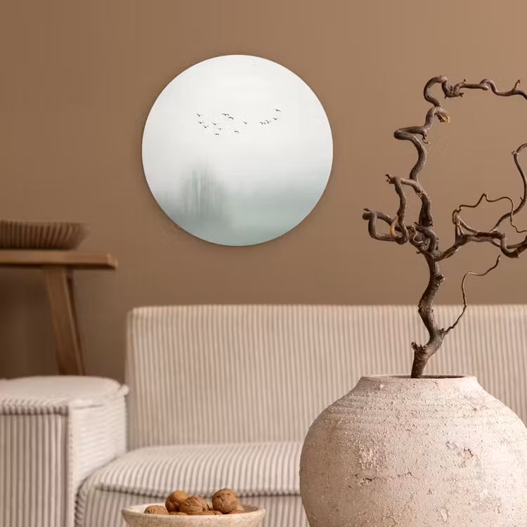 Vogel - Vlucht - Natuur - Minimalistisch Wandcirkel kunststof plaat 5mm dik klein -sfeer1
