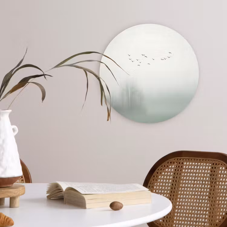 Vogel - Vlucht - Natuur - Minimalistisch Wandcirkel kunststof plaat 5mm dik klein -sfeer4