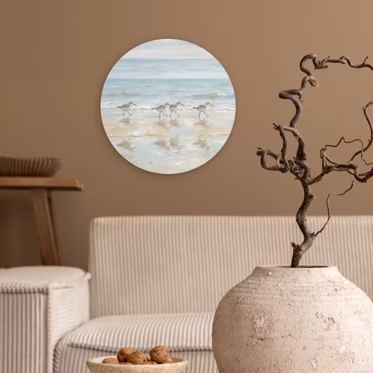Vogels - Strand - Zee Wandcirkel kunststof plaat 5mm dik klein -sfeer1