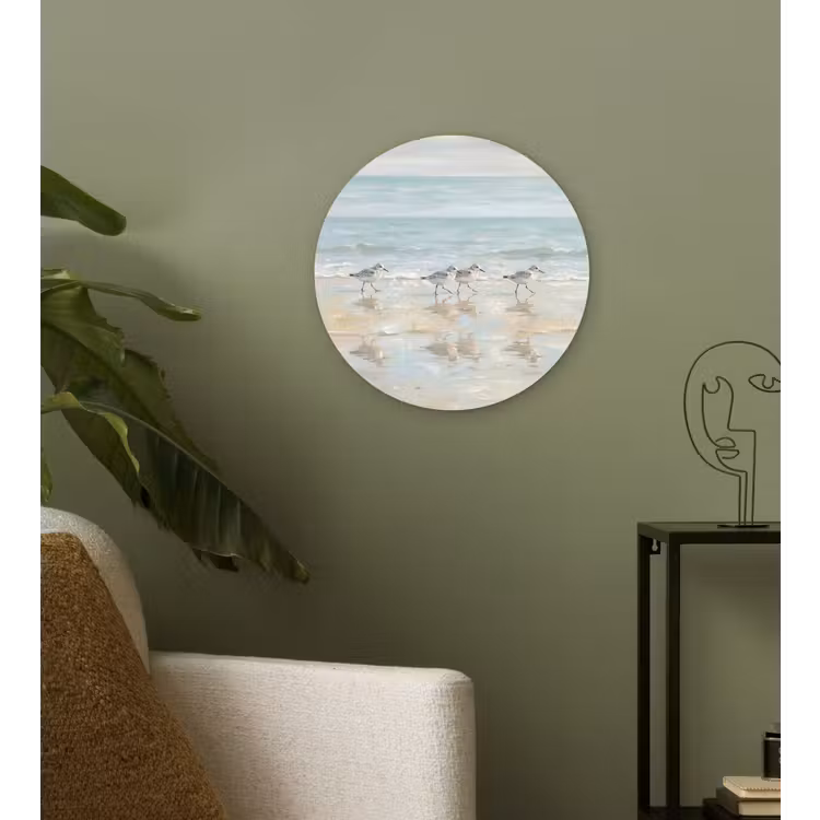 Vogels - Strand - Zee Wandcirkel kunststof plaat 5mm dik klein -sfeer3