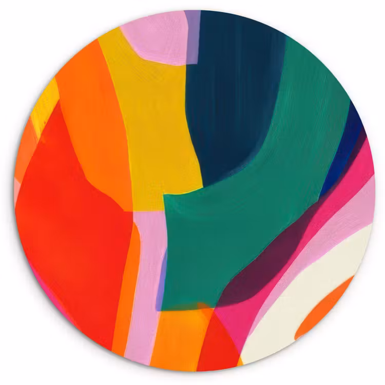 Vormen - Golvend - Abstract - Felroze Wandcirkel kunststof plaat 5mm dik klein -3d