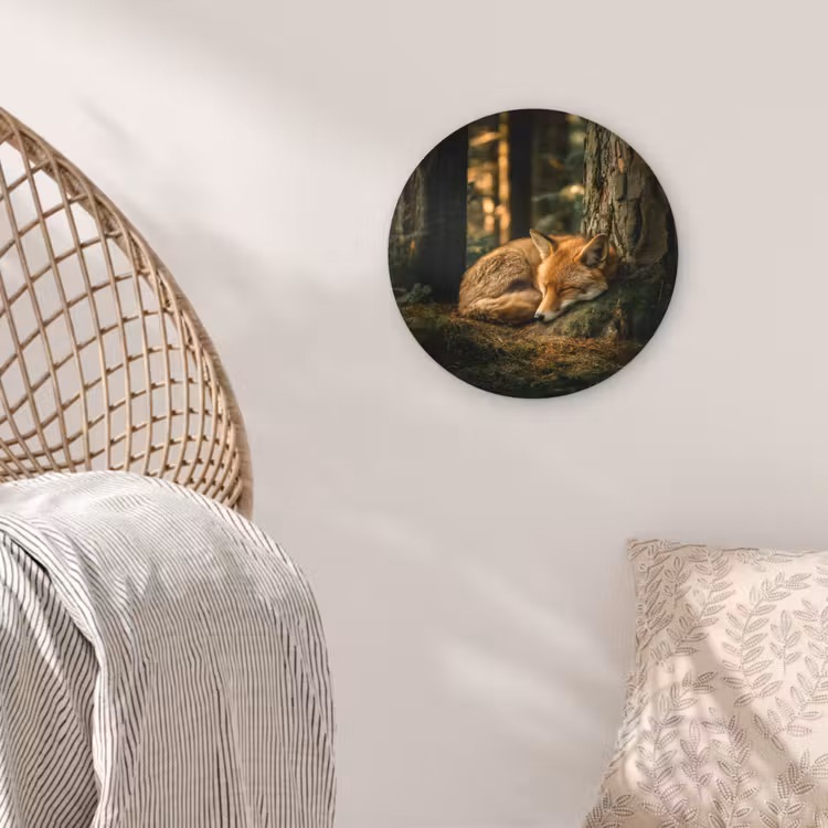 Vos - Bos - Slapen Wandcirkel kunststof plaat 5mm dik klein -sfeer5