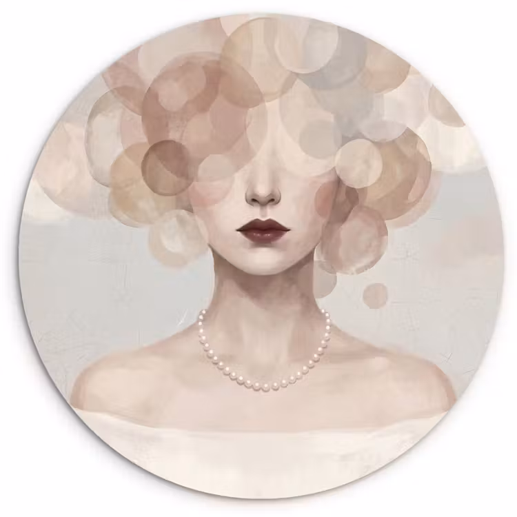 Vrouw - Cirkels - Beige Wandcirkel kunststof plaat 5mm dik klein -3d
