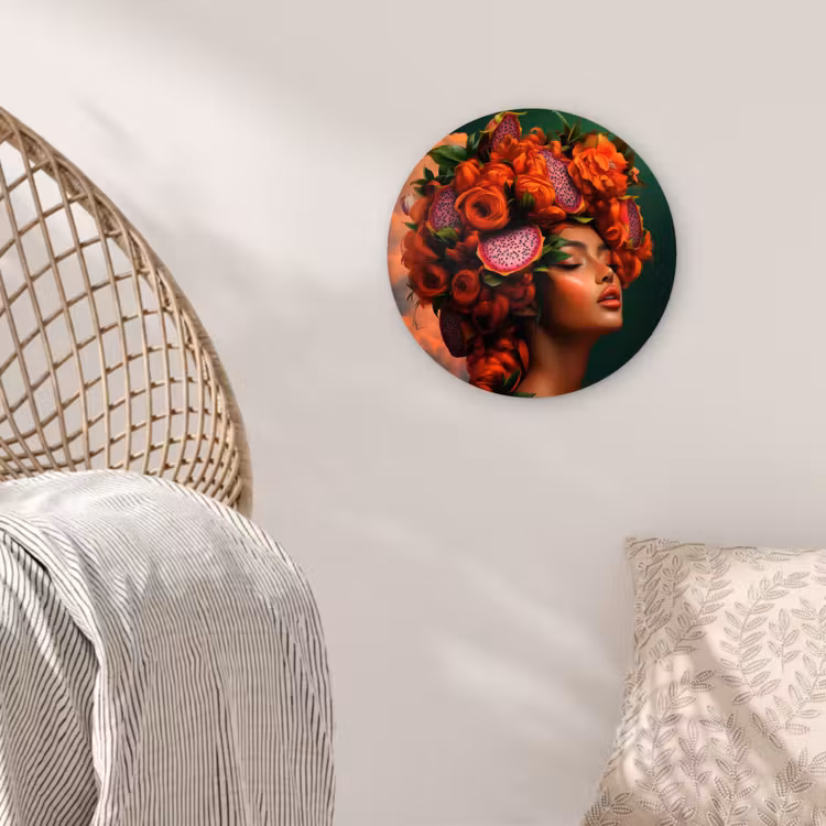 Vrouw - Drankenfruit - Rozen Wandcirkel kunststof plaat 5mm dik klein -sfeer5