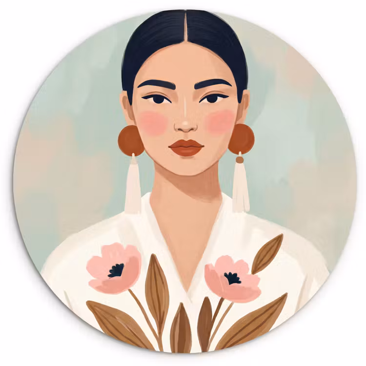 Vrouw - Kimono - Pastel Wandcirkel kunststof plaat 5mm dik klein -3d