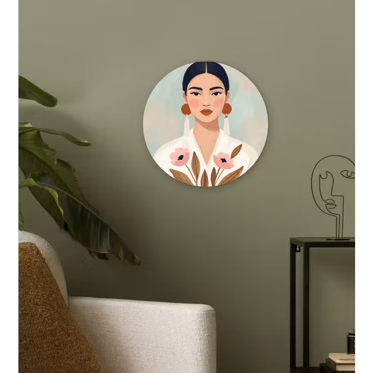 Vrouw - Kimono - Pastel Wandcirkel kunststof plaat 5mm dik klein -sfeer3