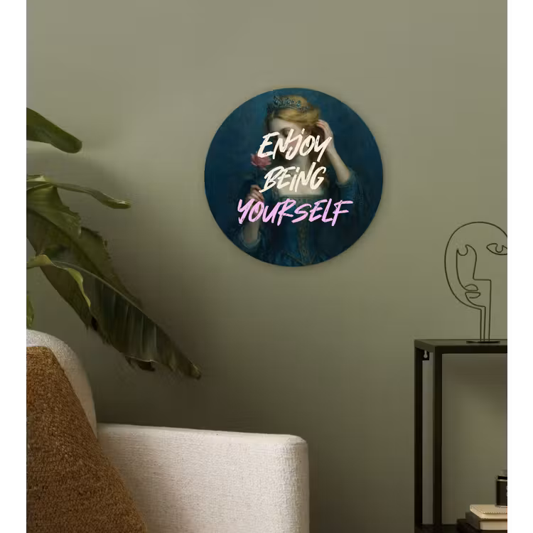 Vrouw - Roos - Quote Wandcirkel kunststof plaat 5mm dik klein -sfeer3