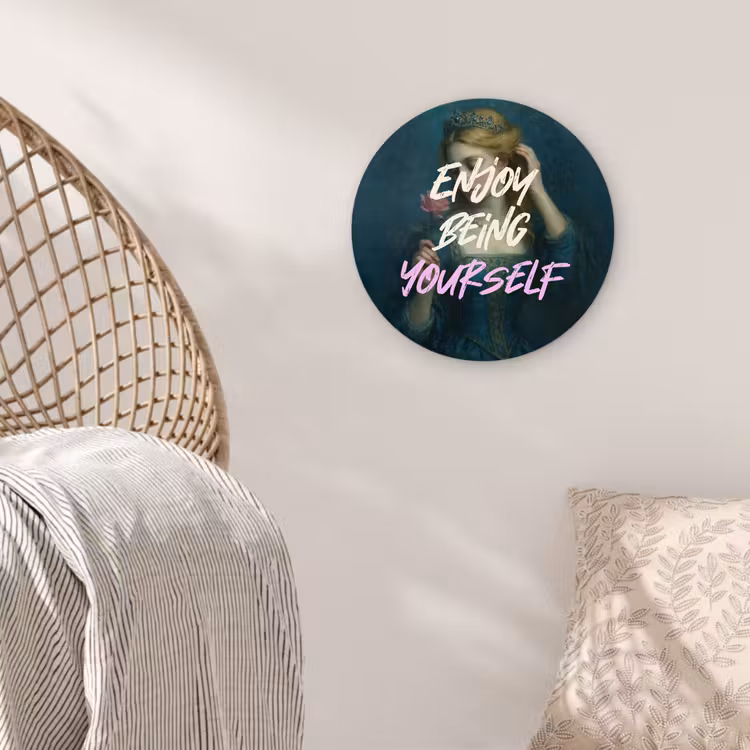 Vrouw - Roos - Quote Wandcirkel kunststof plaat 5mm dik klein -sfeer5