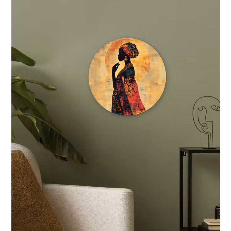 Vrouw - Silhouet - Patronen - Sierlijk Wandcirkel kunststof plaat 5mm dik klein -sfeer3