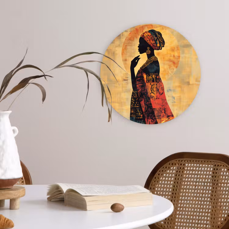 Vrouw - Silhouet - Patronen - Sierlijk Wandcirkel kunststof plaat 5mm dik klein -sfeer4