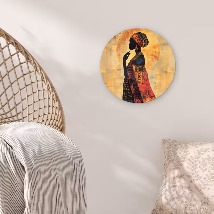 Vrouw - Silhouet - Patronen - Sierlijk Wandcirkel kunststof plaat 5mm dik klein -sfeer5