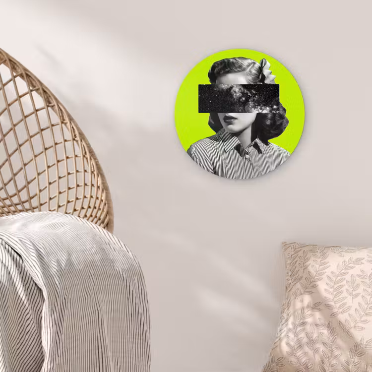 Vrouw - Sterrenhemel - Groen Wandcirkel kunststof plaat 5mm dik klein -sfeer5