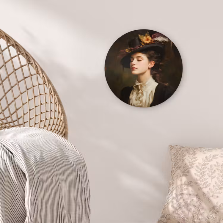 Vrouw - Victoriaans - Portret Wandcirkel kunststof plaat 5mm dik klein -sfeer5