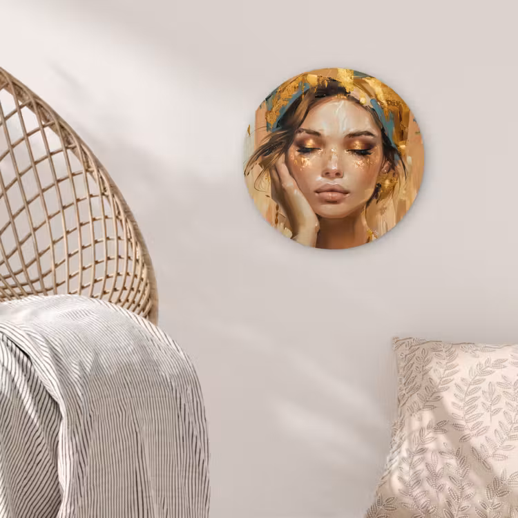Vrouwen - Portret - Luxe - Goud Wandcirkel kunststof plaat 5mm dik klein -sfeer5