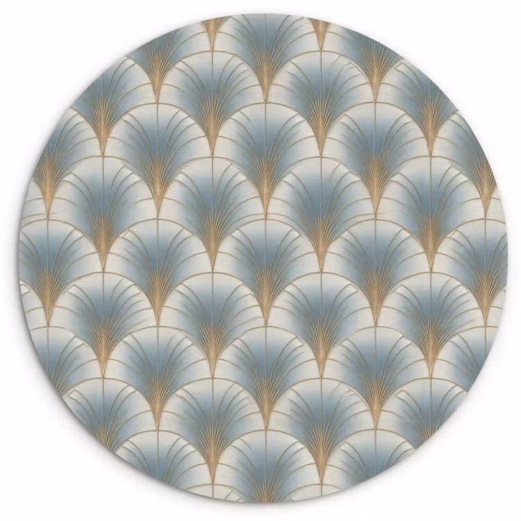 Waaier - Klassiek - Blauw Wandcirkel kunststof plaat 5mm dik klein 188 -3d