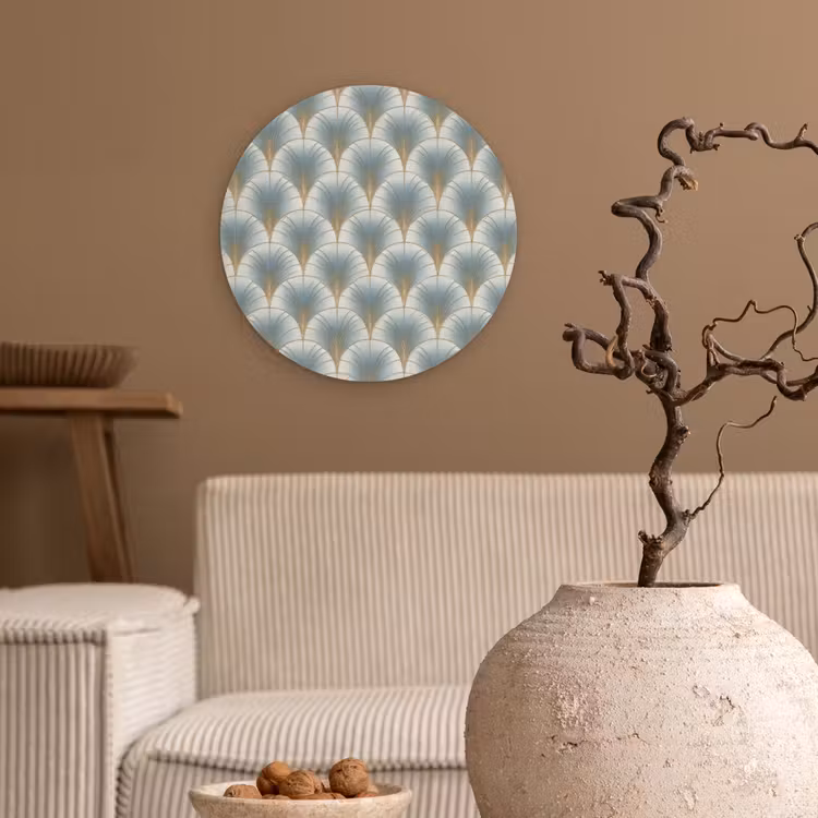Waaier - Klassiek - Blauw Wandcirkel kunststof plaat 5mm dik klein 188 -sfeer1