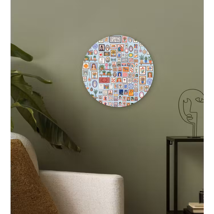 Wanddecoratie - Collectie - Huis - Illustratief - Kleurrijk Wandcirkel kunststof plaat 5mm dik klein -sfeer3