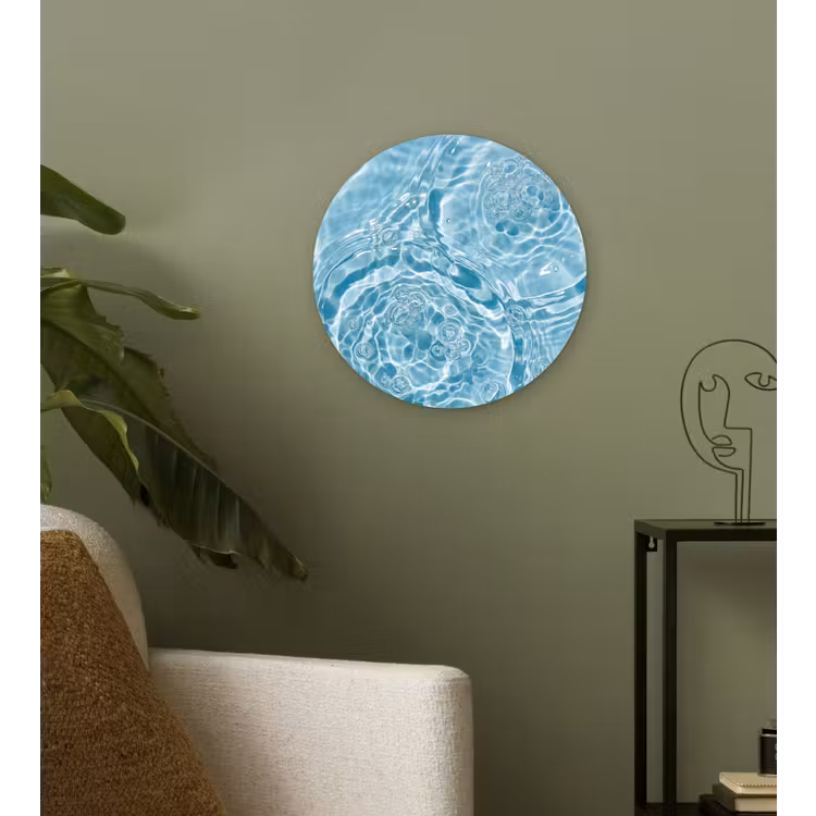 Water - Blauw - bubbels Wandcirkel kunststof plaat 5mm dik klein -sfeer3