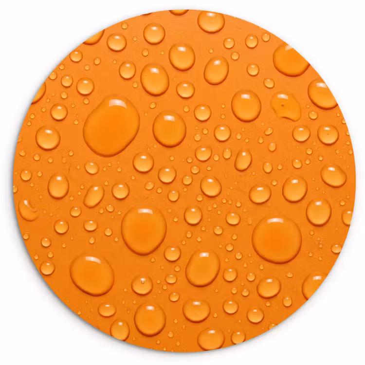 Water - Druppels - Oranje Wandcirkel kunststof plaat 5mm dik klein -3d