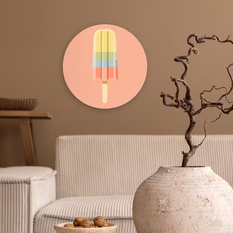 Waterijsje - Pasteltinten - Minimalistisch Wandcirkel kunststof plaat 5mm dik klein -sfeer1