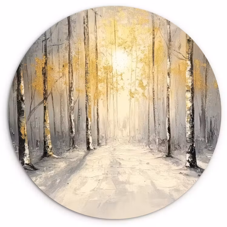 Winter - Abstract - Sneeuw - Natuur - Zon Wandcirkel kunststof plaat 5mm dik klein -3d