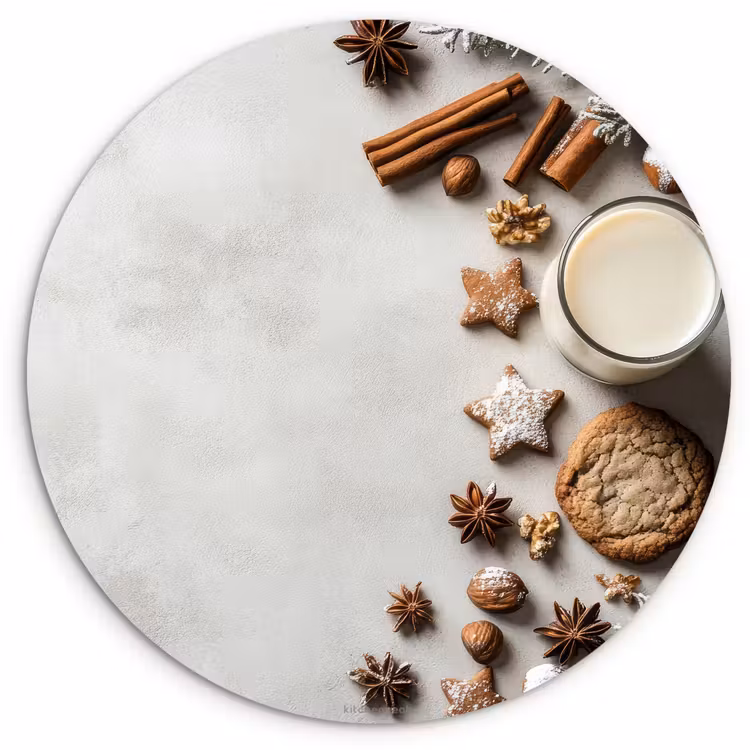 Winter - Kerst - Specerijen - Wit Wandcirkel kunststof plaat 5mm dik klein -3d