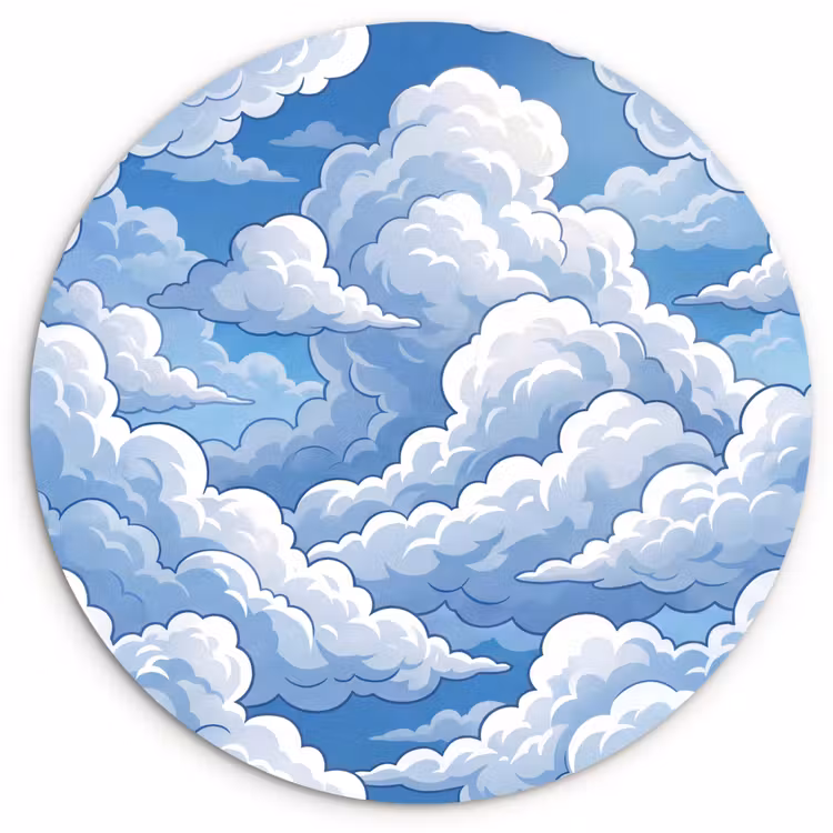Wolken - Hemel - Abstract - Wit Wandcirkel kunststof plaat 5mm dik klein -3d