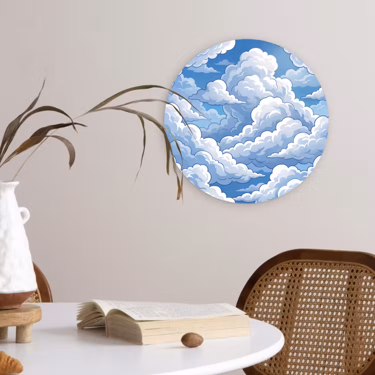 Wolken - Hemel - Abstract - Wit Wandcirkel kunststof plaat 5mm dik klein -sfeer4