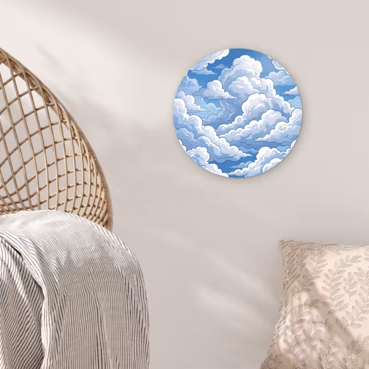 Wolken - Hemel - Abstract - Wit Wandcirkel kunststof plaat 5mm dik klein -sfeer5