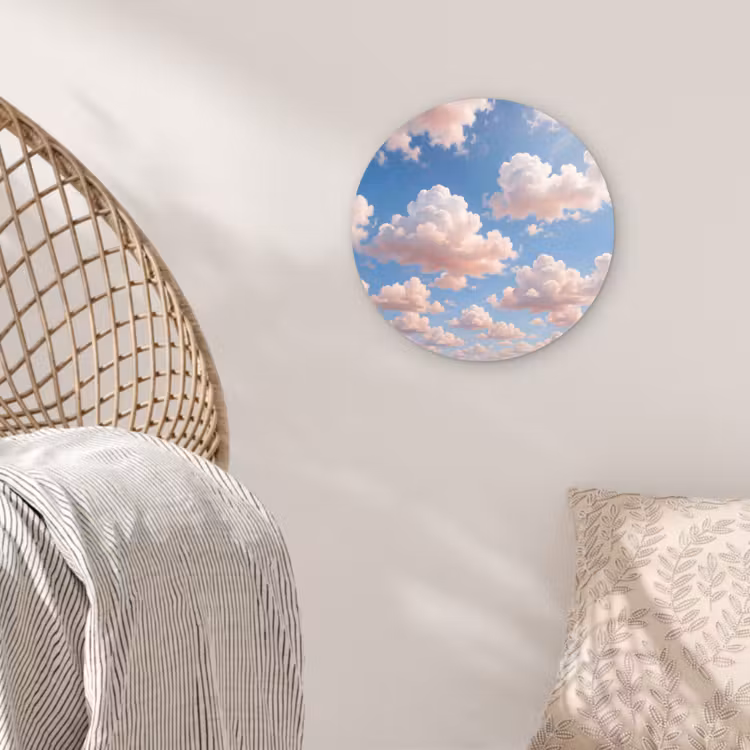 Wolken - Hemel - Natuur - Licht - Blauw Wandcirkel kunststof plaat 5mm dik klein -sfeer5