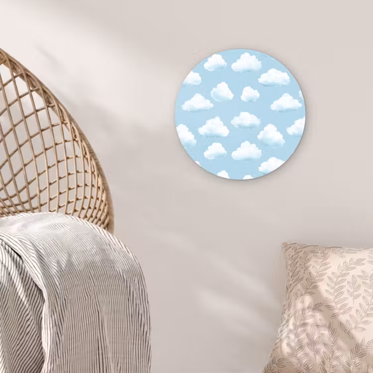Wolken - Illustratie - Blauw Wandcirkel kunststof plaat 5mm dik klein 188 -sfeer5