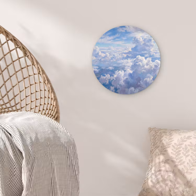 Wolken - Lucht - Natuur - Abstract - Blauw Wandcirkel kunststof plaat 5mm dik klein -sfeer5